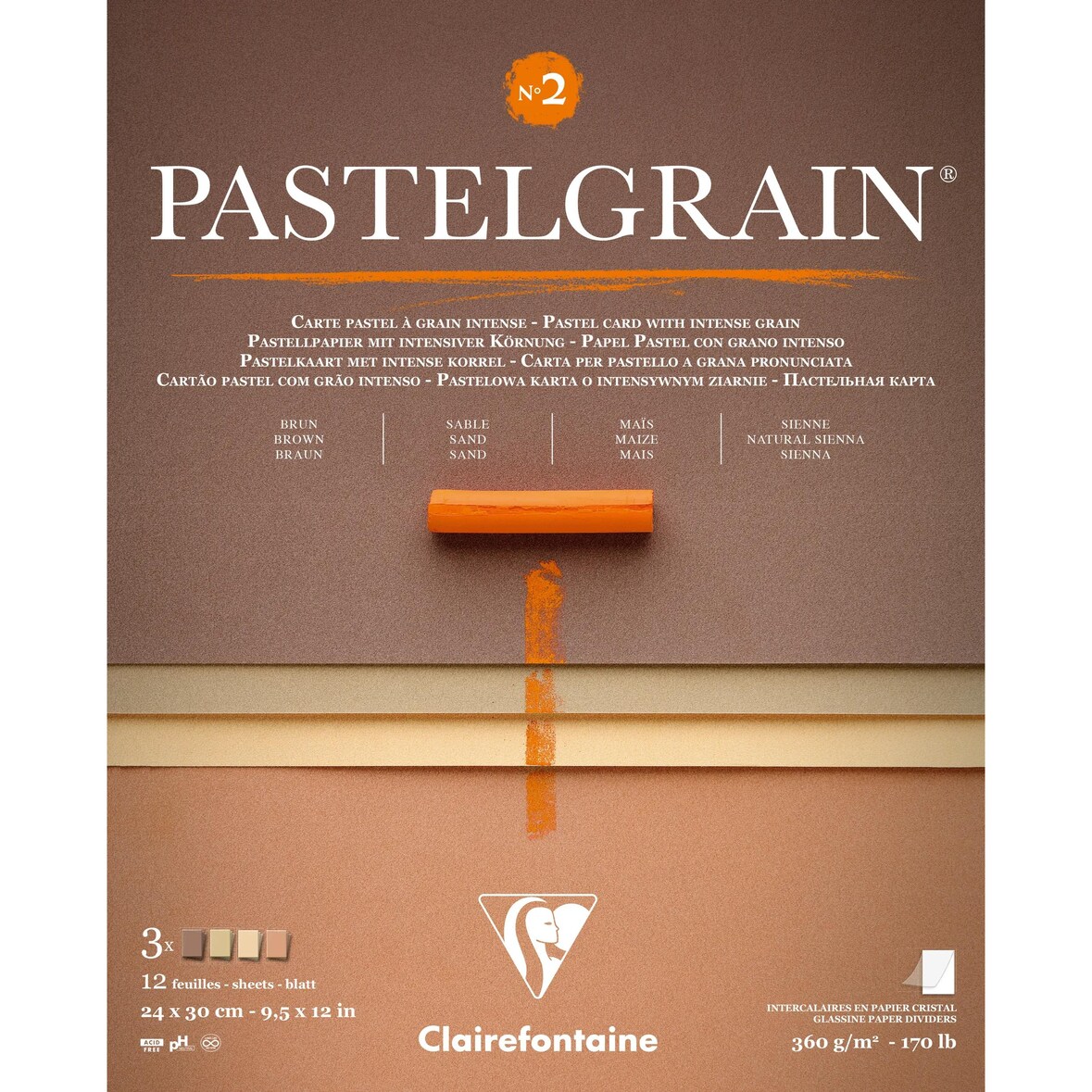 Clairefontaine Block PastelGrain n°2 24x30 cm 12 Blatt, 360g - 976061C