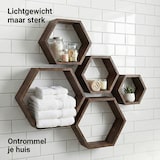 thumbnail of IvoQ Hexagon Wandregale 5er Set - FSC Holz - Rustikales Braun - Schwebende Wanddekoration