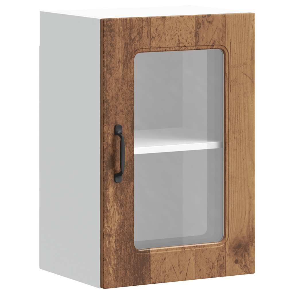 vidaXL Küchen-Hängeschrank mit Glastür Kalmar Altholz-Optik Holzwerkstoff
