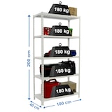 thumbnail of SimonRack Metallregal, 2000x1000x400 mm, 5 Ebenen, Metallboden, 180 kg Biegepunkt, Weiss - Simonclick