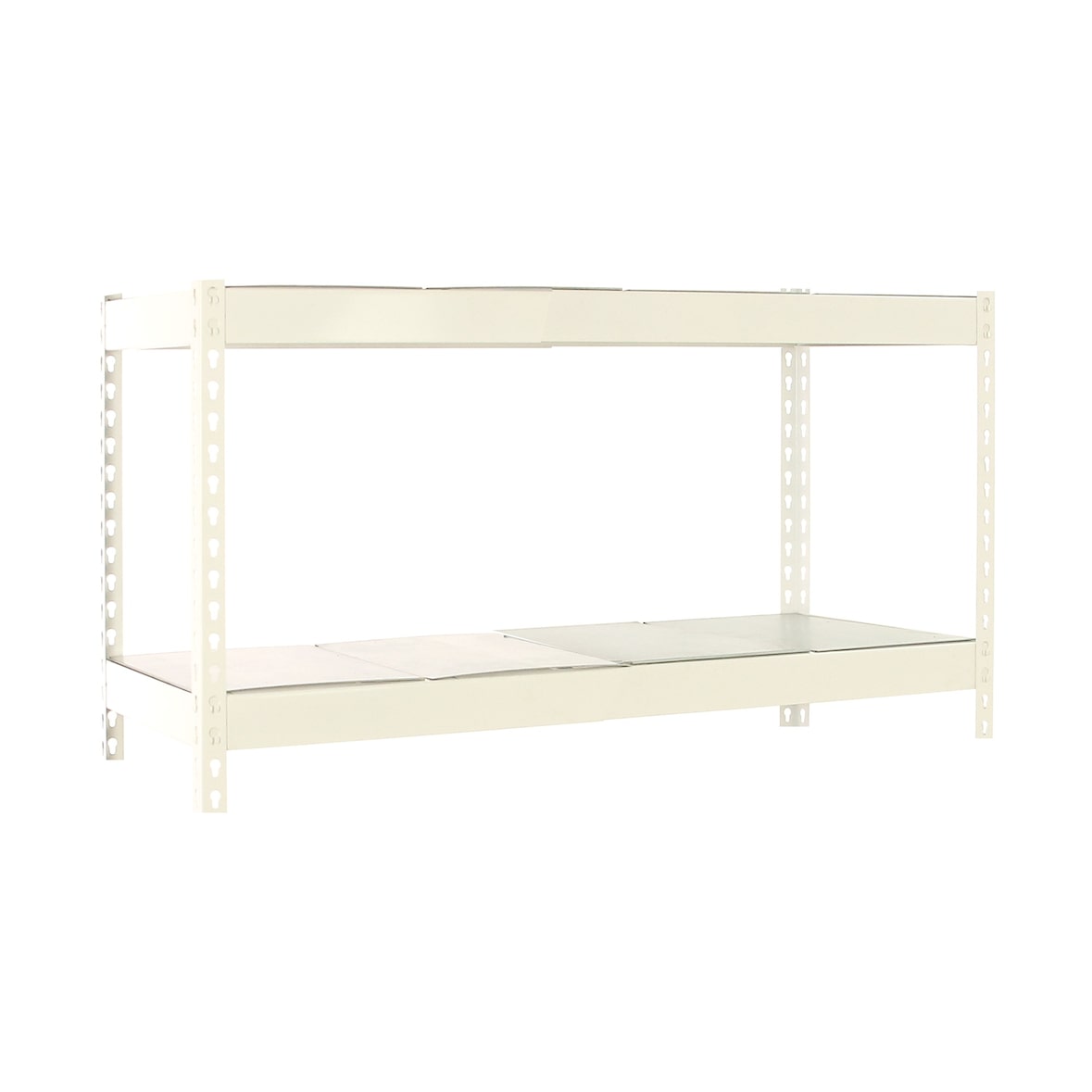 SimonRack Industrieregal, 900x1200x600 mm, 600 kg am Biegepunkt, 2 Metallböden, Garagenregal, Weiss/Verzinkt- Simonforte