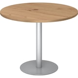 thumbnail of bümö Besprechungstisch, Esstisch klein, Tisch rund 100 cm - kleiner Esstisch Asteiche, Rundtisch Esstisch 2 Personen mit Holz-Platte, Säule aus