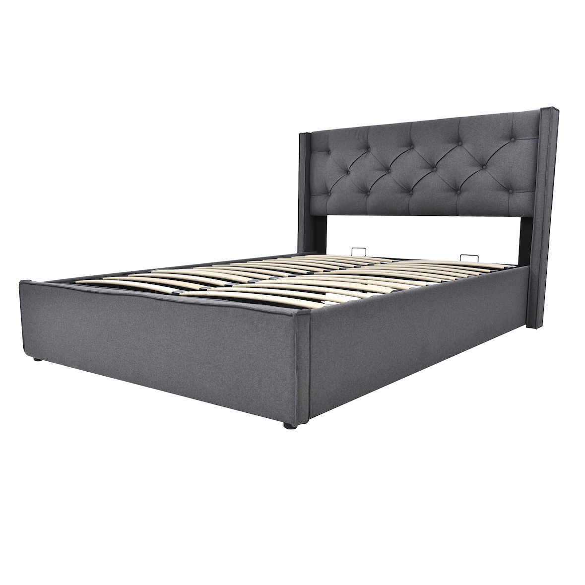 Polsterbett 140x200 cm mit Stauraum und Lattenrost – elegantes Design in Grau, inkl. hochklappbarem Lattenrost und großzügigem Stauraum