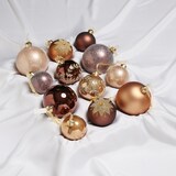 thumbnail of Christbaumkugel Weihnachtskugel Glas 3 Größen braun karamell 12er Set