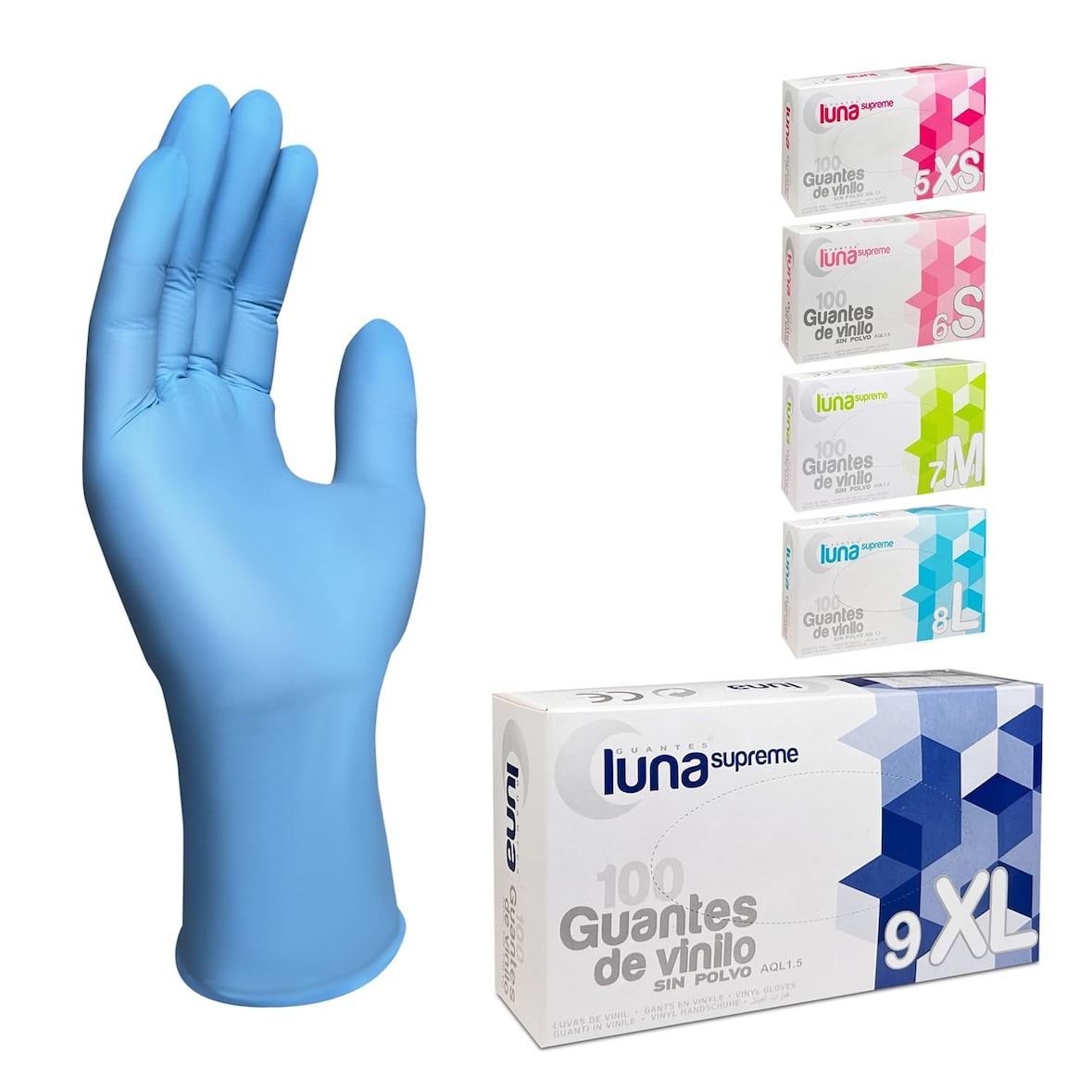 Guantes Vinilo Azul Talla XL 100 unidades | Guantes de Vinilo Sin Polvo, Desechables