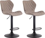 thumbnail of 2er Set Barhocker DIBEL - Stoff Taupe 47x51x88 cm Schwarz | Barstuhl Höhenverstellbar Mit Lehne Drehbar Tresenhocker Tresenstuhl Kneipenhocker