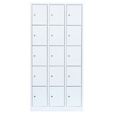 thumbnail of Lüllmann® Schließfachschrank, 3 Abteile, 15 Fächer, 1800 x 885 x 500 mm, signalweiß