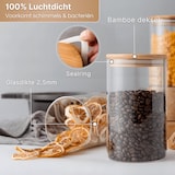 thumbnail of Five Stars® Voorraadpotten - Glas met deksel - 4 Delige Set - 1200 ML - Duurzaam - Inclusief Herschrijfbare Stickers & Pen