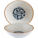thumbnail of 6x Bonna Viento mediterran Schale oval 18cm 47cl 5,5cm tief Weiß Blau Braun Porzellan S-MT-VIEVAO18KS Salatschalen Müsli Desser Geschirr