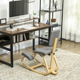 thumbnail of HOMCOM silla ergonómica de rodillas con respaldo, silla de rodillas, cojines acolchados, marco de madera, para una mejor postura, oficina, gris