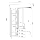 thumbnail of Helloshop26 - Guarda-roupa moderno para quarto peça de armazenamento atemporal 5 prateleiras 3 gavetas + espelho MDF 176 x 120 x 52 03_0006369