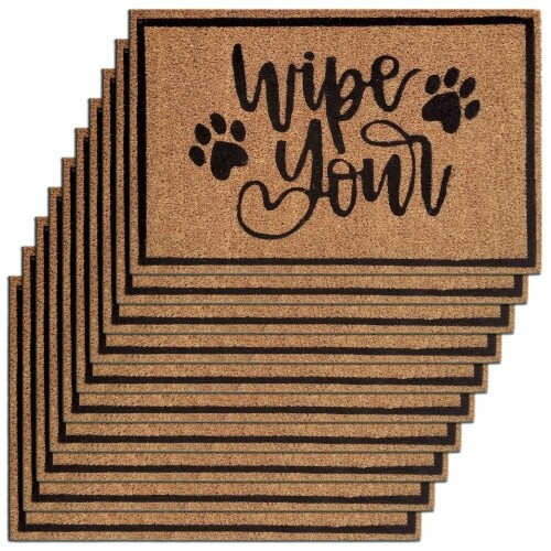 Kokosmatte 10er Set 60 x 40 cm Motiv Fußmatte Türvorleger Fußabtreter Schmutzfangmatte Haustür : Wipe Your