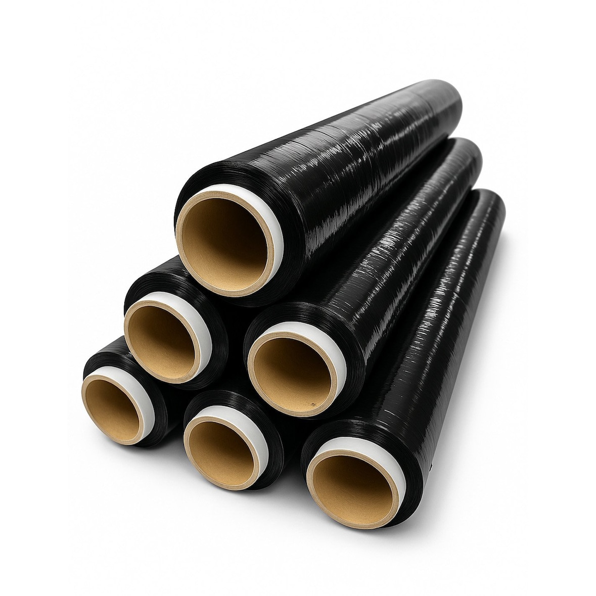 Film para Embalar Industrial, Manual, Mudanzas y Envios | Retractil | Negro | 50cm x 200 Metros |  Pack 6 Rollos -