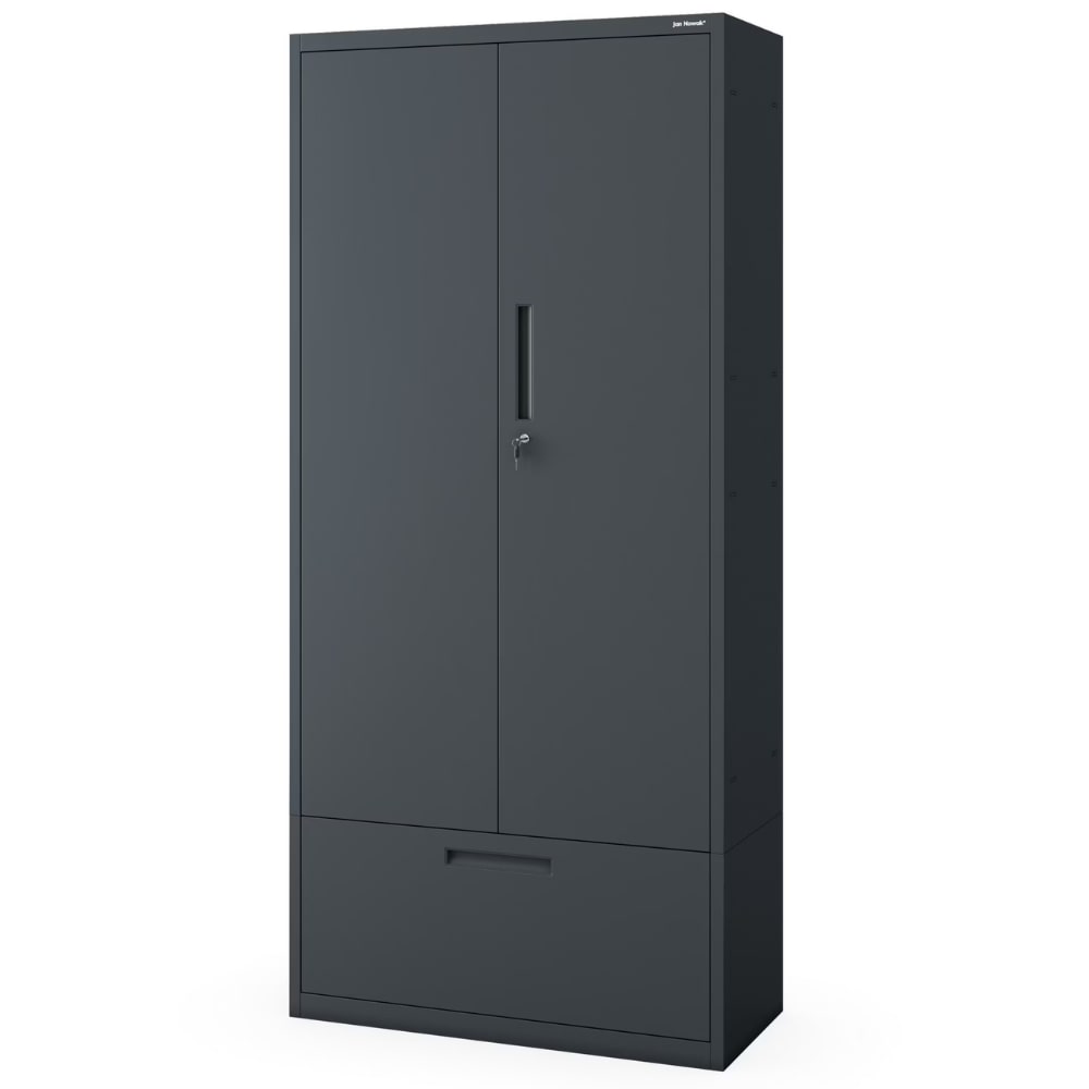 Metallschrank mit Hohe Schublade RUEL 195x90x40cm Anthrazit Büroschrank Aktenschrank Stahlschrank Fachbodenschrank Werkstattschrank