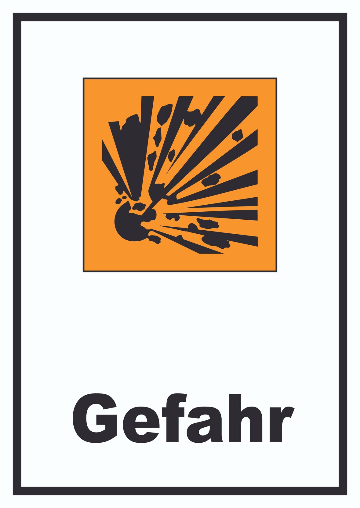 Schild Gefahrensymbol Explosionsgefahr Gefahr hochkant A2 (420x594mm)