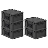 thumbnail of PROREGAL SuperSparSet 5x Eurobox NextGen Portable, HxBxT 18,5x30x40cm, 16 Liter, Schwarz, Eurobehälter, Transportbox, Transportbehälter
