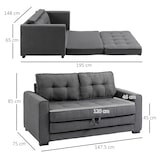 thumbnail of HOMCOM Divano Letto 2 Posti in Tessuto Imbottito 151x75x85cm Grigio