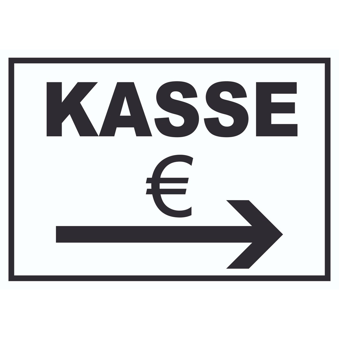 Kasse Pfeil rechts Schild A5 Rückseite selbstklebend