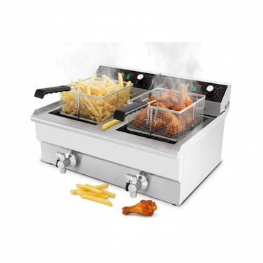 Fritadeira elétrica profissional 2x10L – 6 kW – inox – 20 L