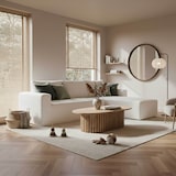 thumbnail of Oviala Sofá esquinero de 4 plazas en tejido de rizo con chaise longue crudo