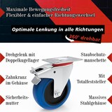 thumbnail of PRIOstahl Transportrollen 80mm Rollensatz 2 Lenkrollen + 2 Lenkrollen mit Bremse Blau Schwerlast