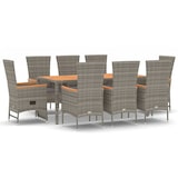 thumbnail of vidaXL 9-tlg. Garten-Essgruppe mit Kissen Grau Poly Rattan