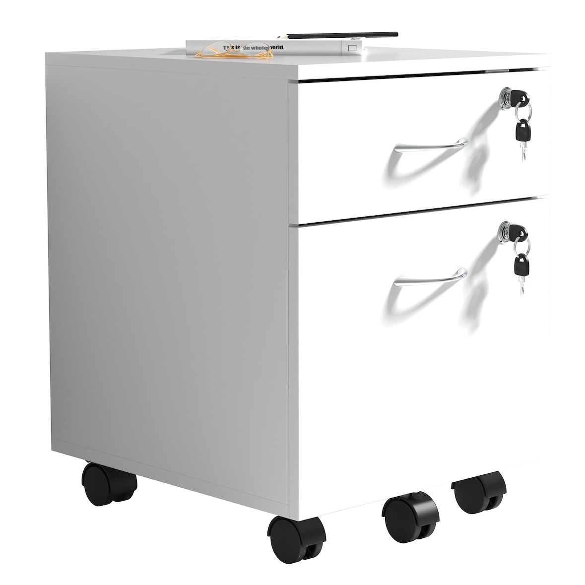 VCM Rollcontainer Baula Weiß H. 55 x B. 40 x T. 44 cm