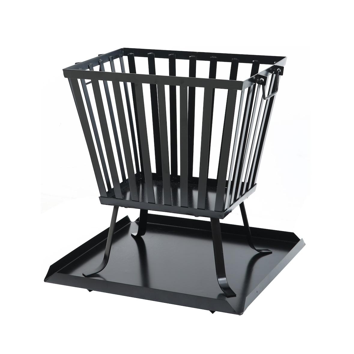 TAINO Vuurkorf vierkant met vonkenscherm voet garden outdoor staal zwart