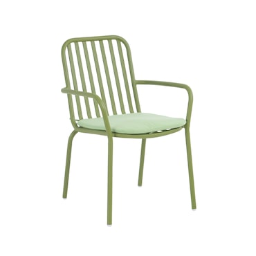 METRO PROFESSIONAL Cadeira de braços empilhável para restauração Soto, alumínio, verde azeitona