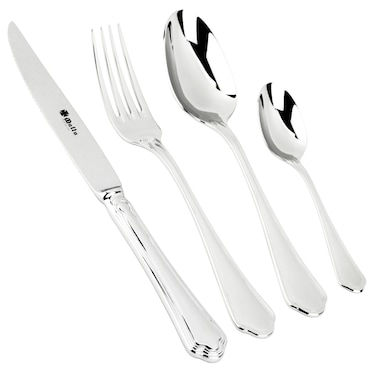 Cruz de Malta Wellington - Cuberteria de 113 Piezas, Piezas Esenciales para 12 Comensales + 5 Utensilios Extra para Servir, Acero Inoxidable 18/10