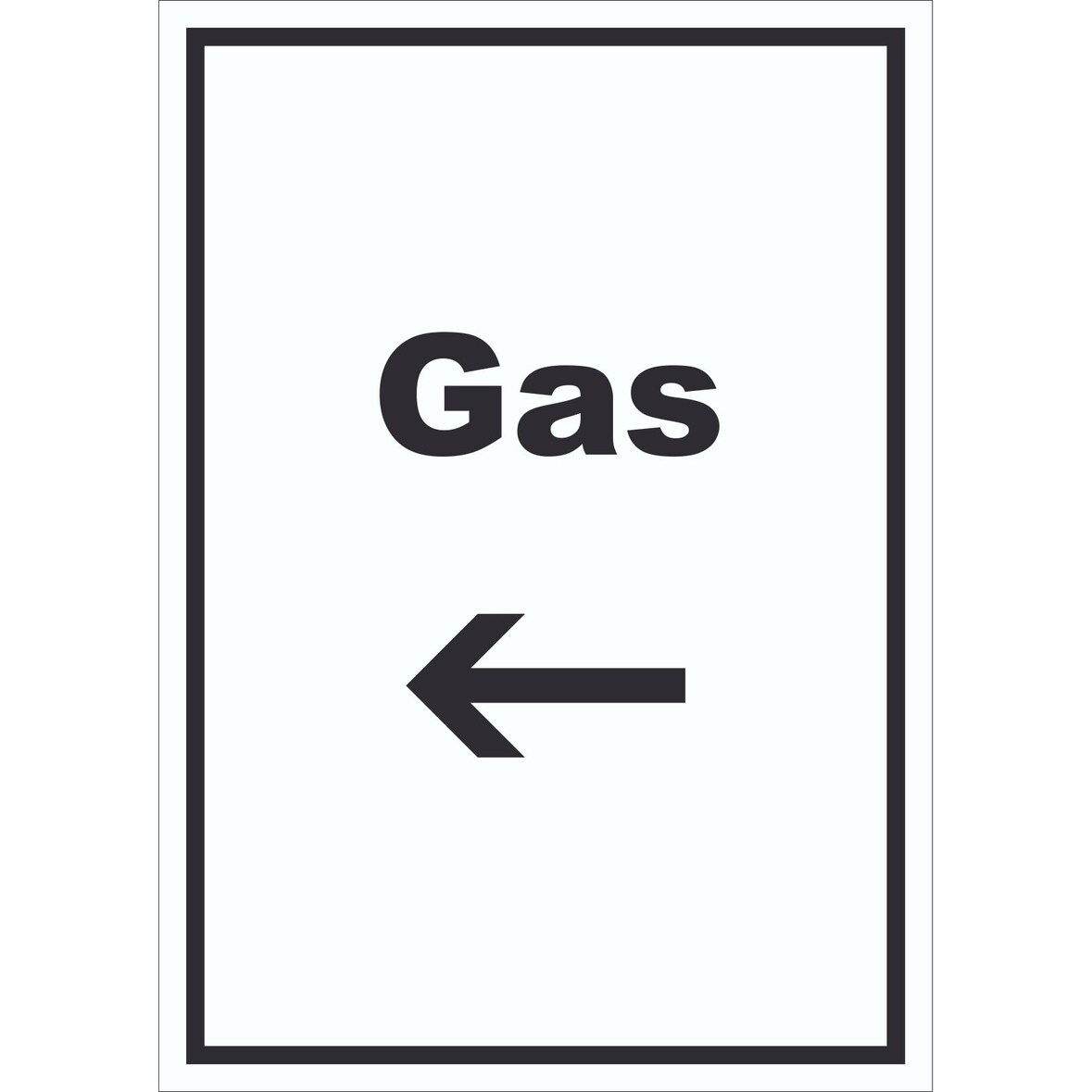 Gas Schild mit Text und Richtungspfeil links Anschluss hochkant A5 (148x210mm)