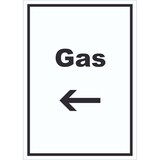thumbnail of Gas Schild mit Text und Richtungspfeil links Anschluss hochkant A5 (148x210mm)