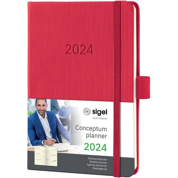 Wochenkalender Conceptum 1 Woche / 2 Seiten, 2024, red, ca. DIN A6, 176 Seiten