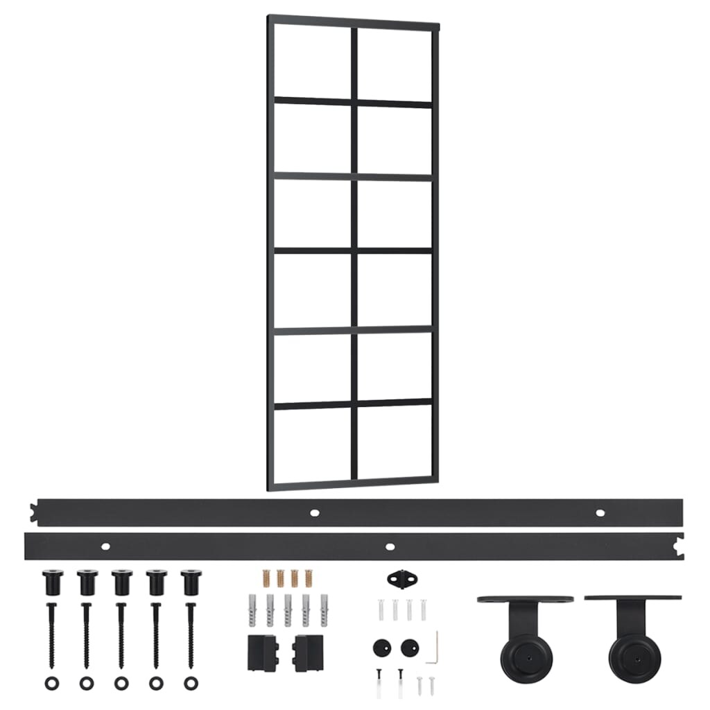 vidaXL Schiebetür mit Beschlag ESG-Glas & Aluminium 76x205 cm