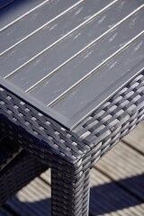 thumbnail of METRO Professional Mesa de comedor gastro Barbados, aluminio/ ratán PE, 90 x 90 x 74 cm,  tablero aspecto madera, resistente a la intemperie, negro