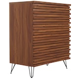 thumbnail of Cómoda HWC-M49, aparador de armário alto, design 3D 3 gavetas MDF metal 94x80x45cm ~ aspeto nogueira