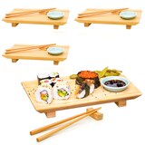 thumbnail of 4x Japanisches Sushi Brett - 27x16x4 Bambus Platten Set - Teller mit Schälchen