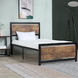 thumbnail of HOMCOM Struttura Letto Singolo Legno Acciaio Doghe Stile Industriale