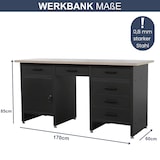thumbnail of Werkbank Werkstatt KARL - 6 Schubladen, 1x Schließfach, MDF-Tischplatte Braun | Werktisch Montagewerkbank Arbeitstisch 85x170x60cm Schwarz