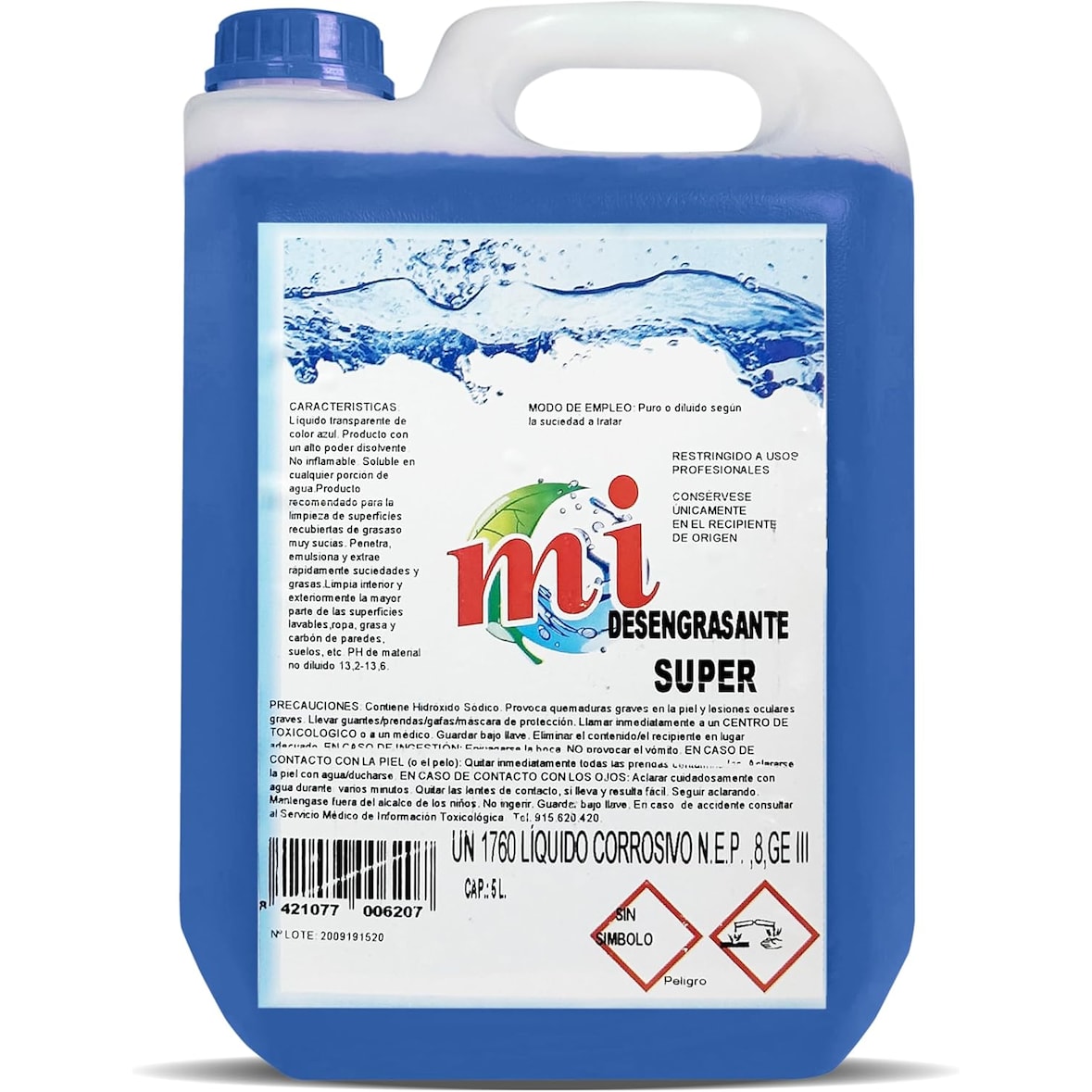 Desengrasante Concentrado Super Eficaz | 5 Litros | Desengrasante Industrial Quitagrasas, Cocinas, Motores, Maquinaria, Suelos Industriales, Talleres