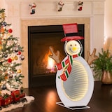 Ein beleuchteter Schneemann mit einem unendlichen Spiegel.
