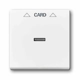 thumbnail of FUTURE LINEAR Zentralplatte, Schalter/Taster, studioweiß, glänzend, Klemmbefestigung, mit Aufdruck, ohne Beschriftungsfeld