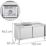 thumbnail of Royal Catering - Royal Catering RC-IKS02 Plonge En Inox Professionnelle Sur Meuble Bas Armoire Placard Avec Évier Acier Inoxydable (1 bac : 500 x