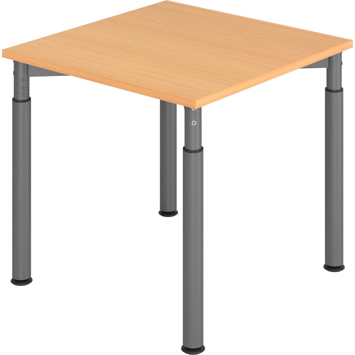 bümö höhenverstellbarer Schreibtisch 80x80 cm in Buche, Gestell graphit - PC Tisch höhenverstellbar & klein, höhenverstellbarer Tisch Büro, kleiner