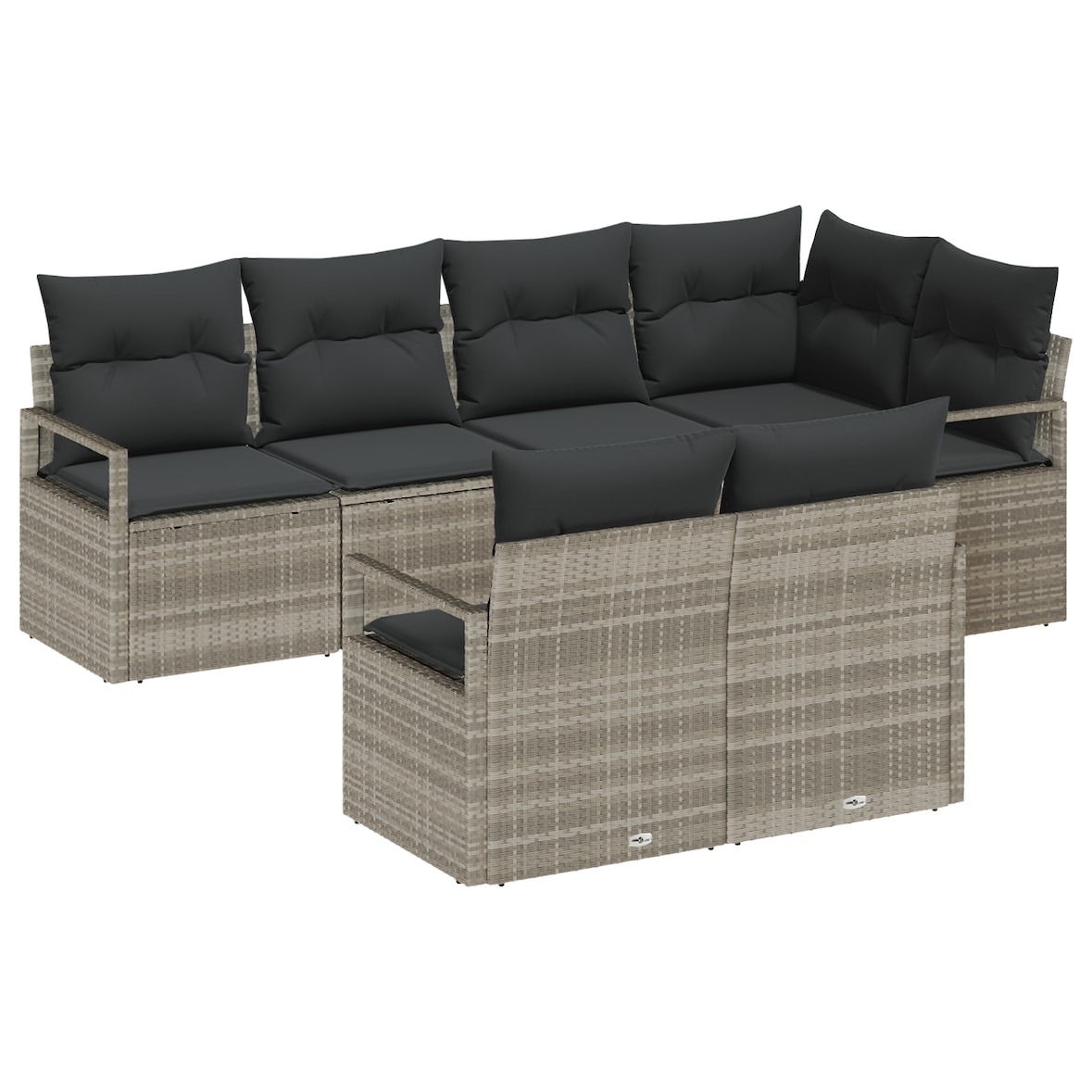 vidaXL 7-teiliges Garten-Sofa-Set mit Kissen Hellgrau Poly Rattan