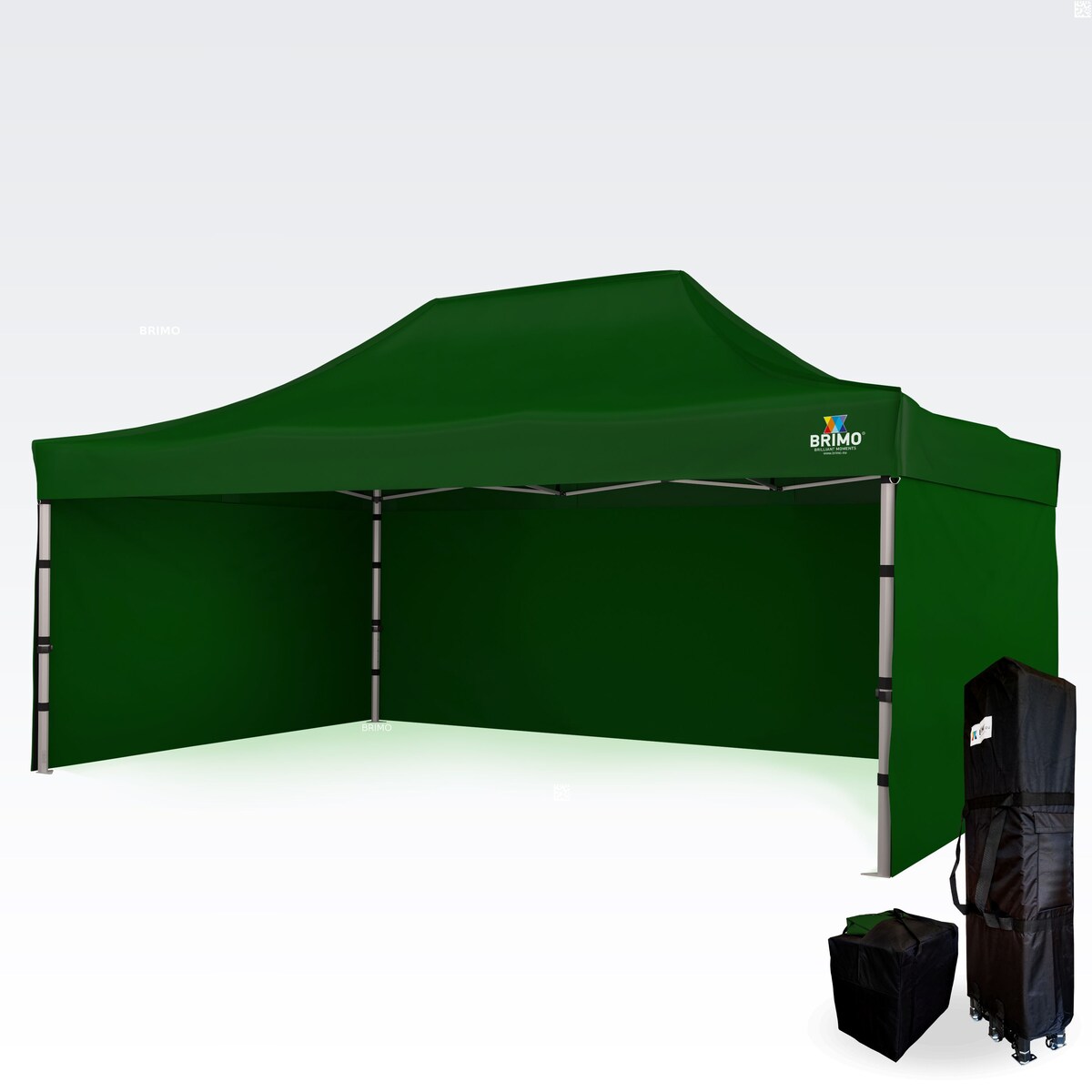 Hochzeitszelt 4x6m - mit 3 Wänden - Grün