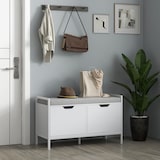 thumbnail of Banco zapatero mueble zapatero con asiento cojín extraíble para 4 pares de zapatos banco zapatero para entrada recibidor pasillo 84x35x50 cm blanco