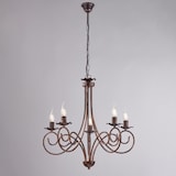 thumbnail of Alma - Lampadario in ferro laccato nero con decoraz. rame antico 5 luci 120 - Ø57 - BL130-5-NR