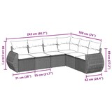 thumbnail of vidaXL 6-tlg. Garten-Sofagarnitur mit Kissen Hellgrau Poly Rattan