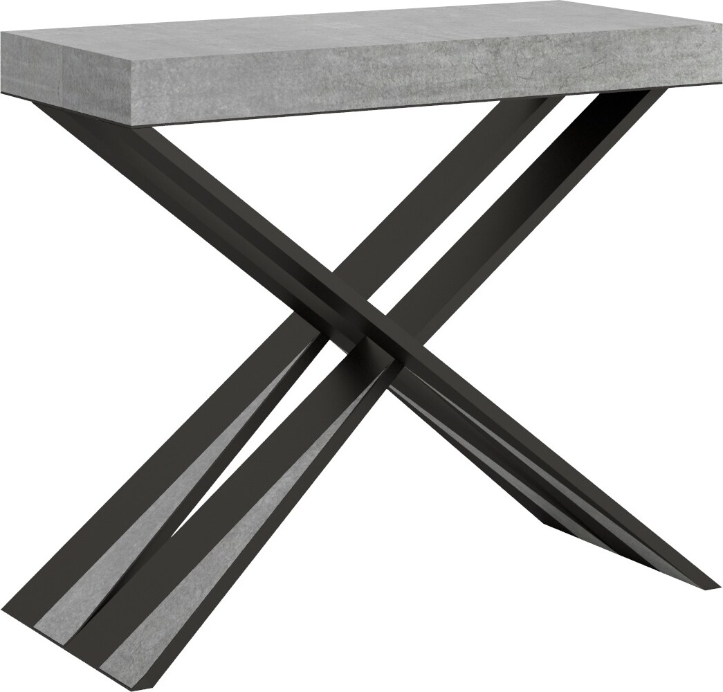 Ausziehbare Konsole 90x40/300 cm Diago Cemento Anthrazitrahmen